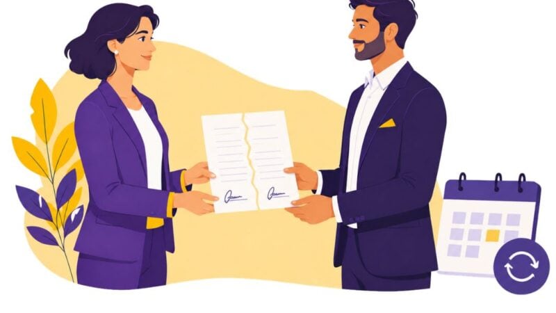 Illustration d’un salarié et d’un employeur formalisant une rupture conventionnelle