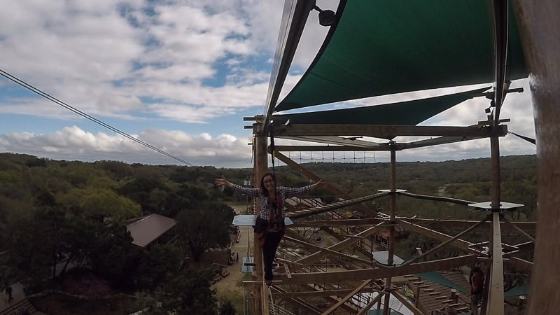 Brooke on the Canopy Challenge Ropes Course