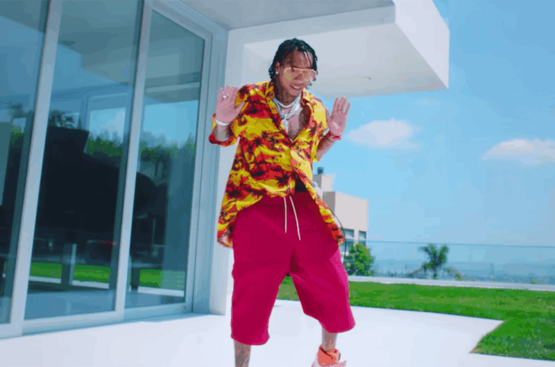 A still photo of Tyga from his TASTE music video