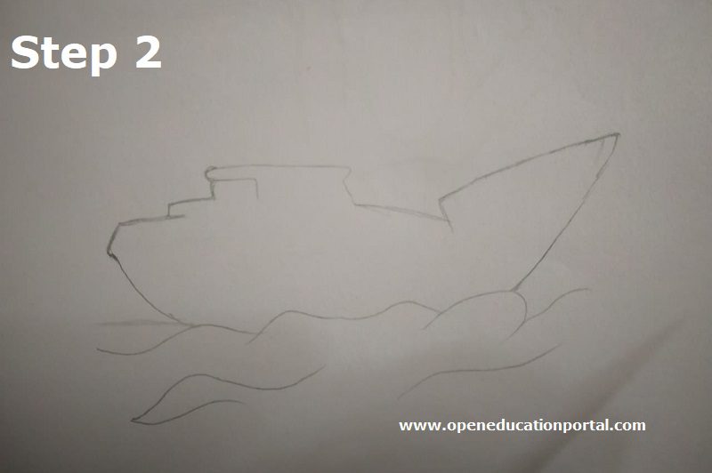 how to draw a ship step2