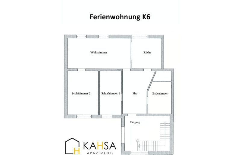 Ferienwohnung Halle Saale K6 - Grundriss | KAHSA Apartments in Halle Saale