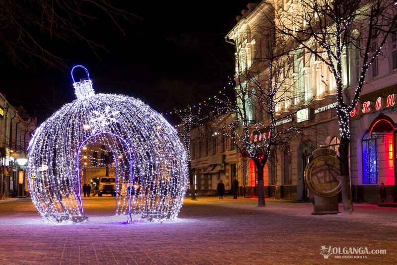 Kirova street on New Year night 2017, Yaroslavl