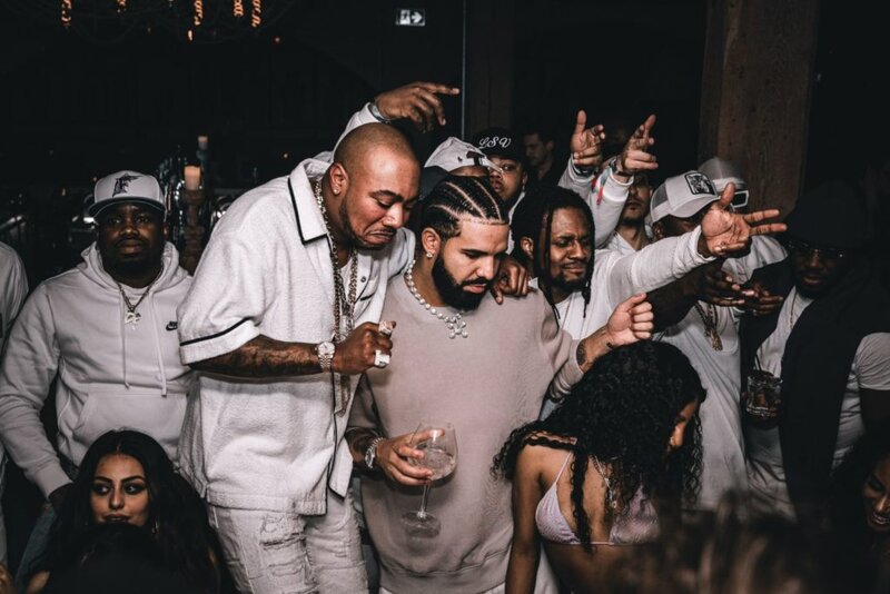 TVGucci and long time friend Drake on set at the Bora Bora Music Video