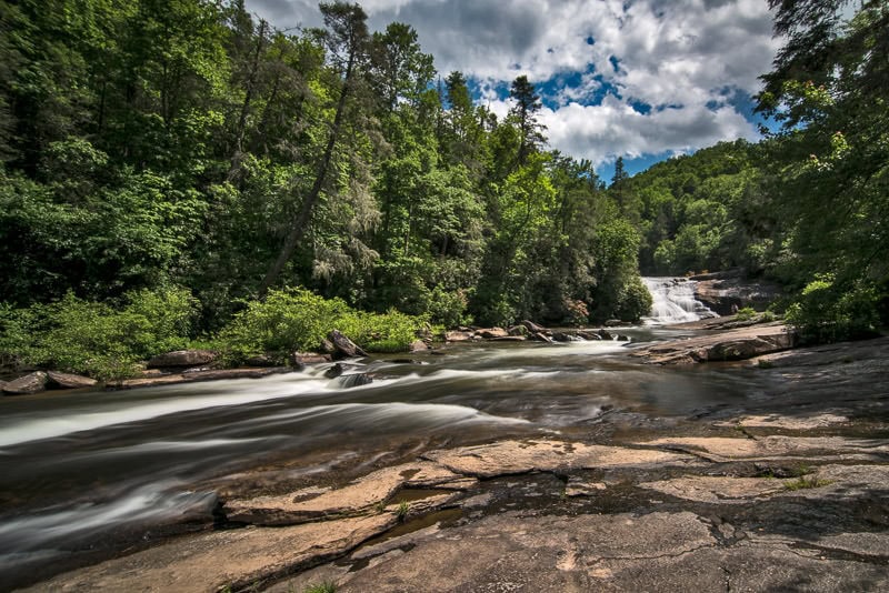 Closer look at the river that is part of Triple Falls in north carolina