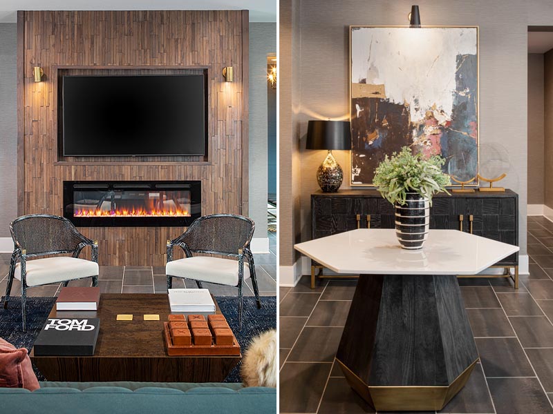 Interior photography showing vignettes of The Hawk's resident amenity