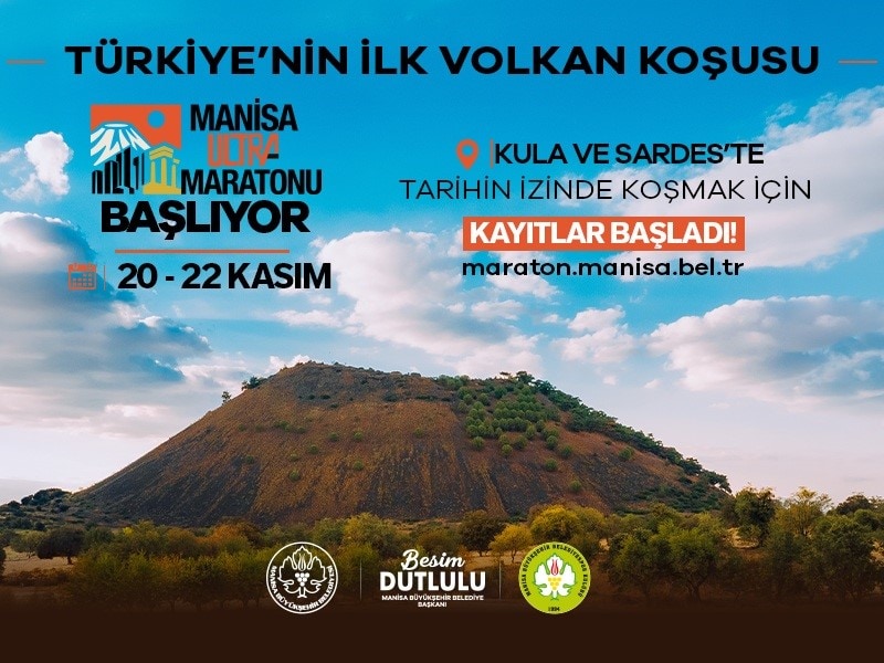 MANİSA BÜYÜKŞEHİR BELEDİYESİ TARAFINDAN DÜZENLENECEK MANİSA ULTRA MARATONU, 20-22 KASIM TARİHLERİNDE KULA DİVLİTLERİ İLE SARDES ANTİK KENTİ’NDE KOŞULACAK. TÜRKİYE’NİN İLK VOLKAN KOŞUSU OLARAK DÜZENLENECEK MARATON İÇİN KAYITLAR BAŞLARKEN SPORCULAR, TARİHİN VE DOĞANIN İZİNDE MÜCADELE EDECEK.