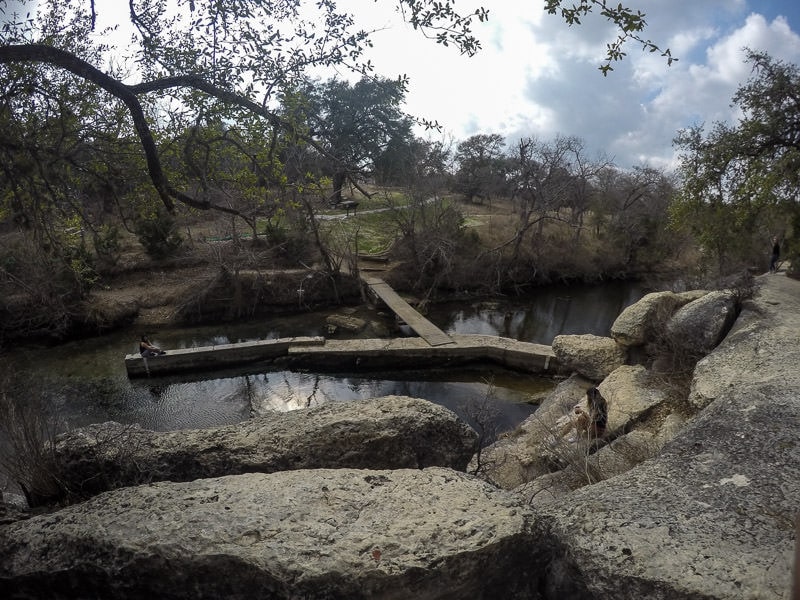 Looking down on Jacob's well in Texas Hill Country from above