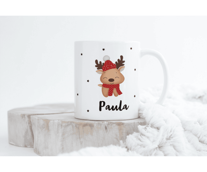 Taza “Feliz Navidad Reno gorrito”