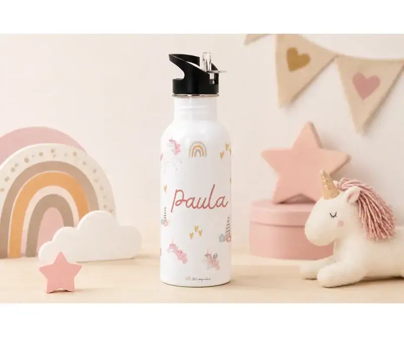 Botella Unicornio con Arco iris