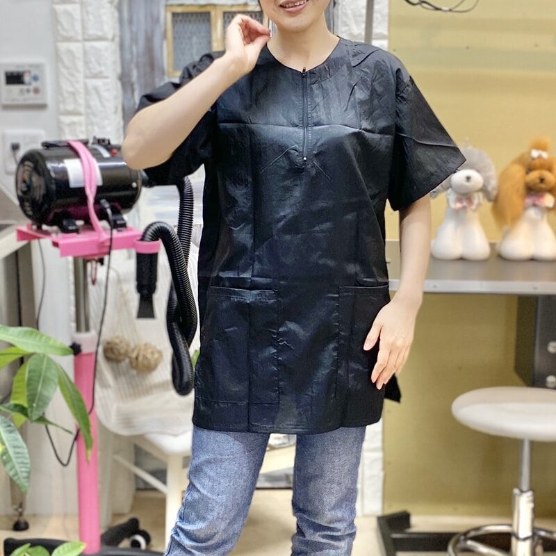 ポケットありとポケットなしから選べる　悪魔のトリミングウェア　ブラック