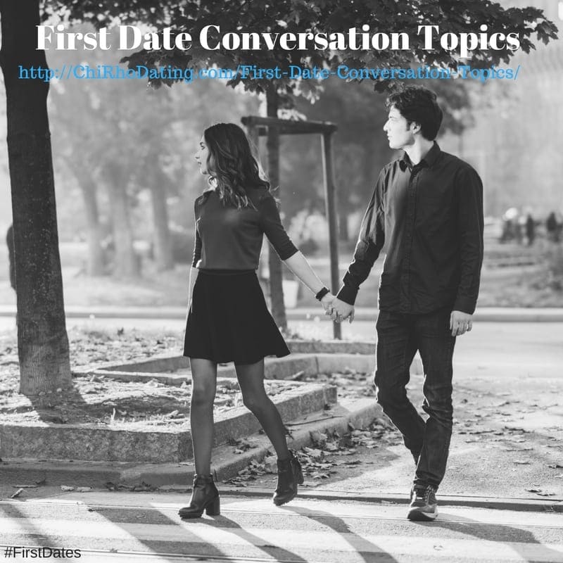 Text overlay "First Date Conversation Topics," symbolizing important discussions on a first date