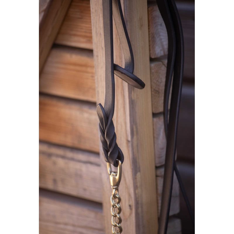 Kožni povodac sa lancem 2,25m Paddock braon