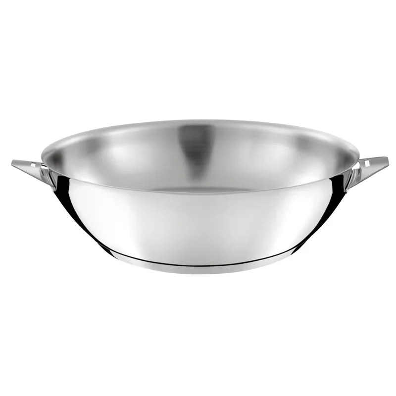 Wok 28 cm Inox 18/10 + poignée amovible - Eclipse Cuisinox