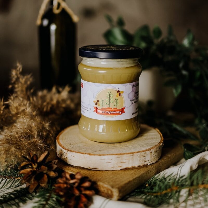 Miód rzepakowy 600g – jasny, kremowy miód z pasieki wędrownej Miody z Wąchocka