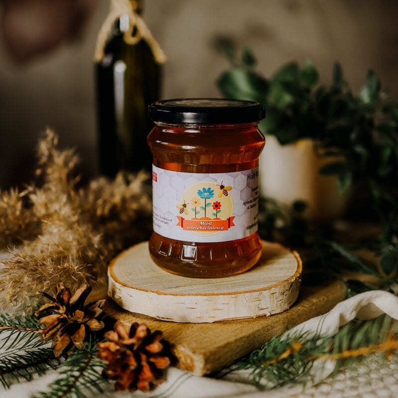 Miód wielokwiatowy 600g – naturalny miód z pasiek w Wąchocku i okolicach