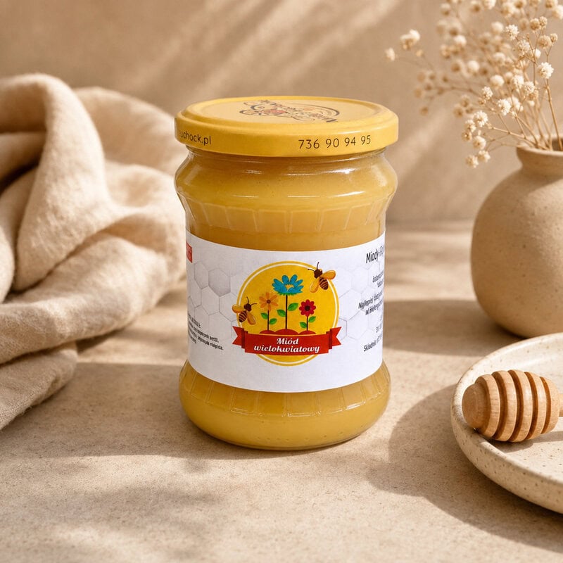 Skrystalizowany miód wielokwiatowy jasny w słoiku 600 g