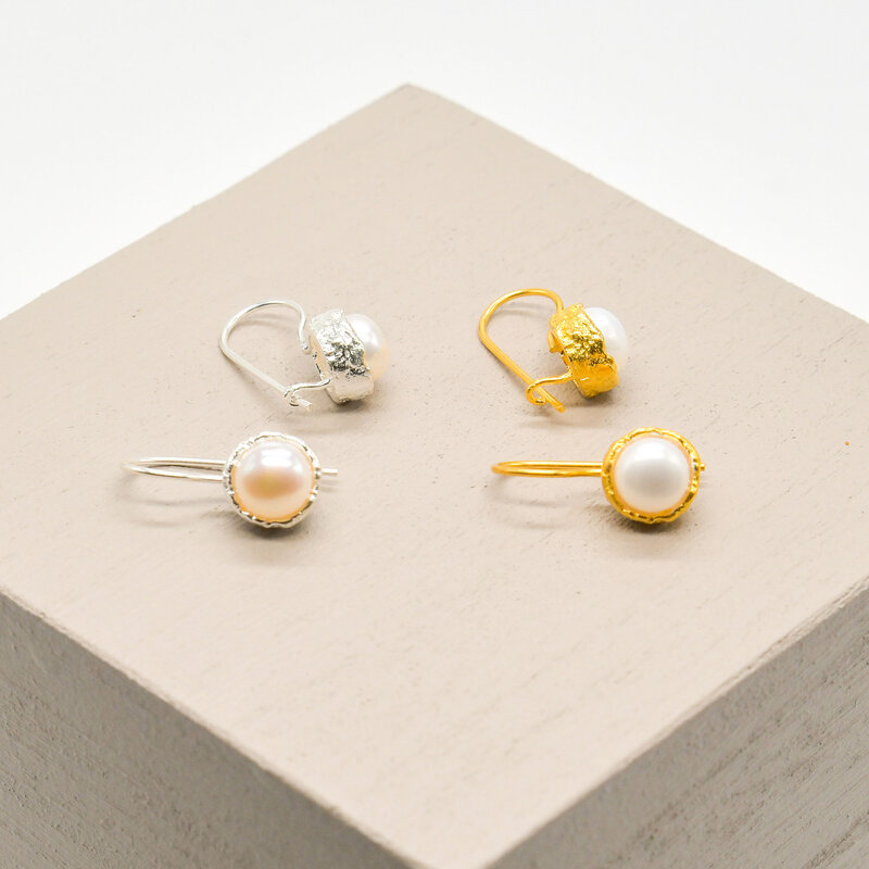 Pearl Drop Earrings With Lock - Image 6
