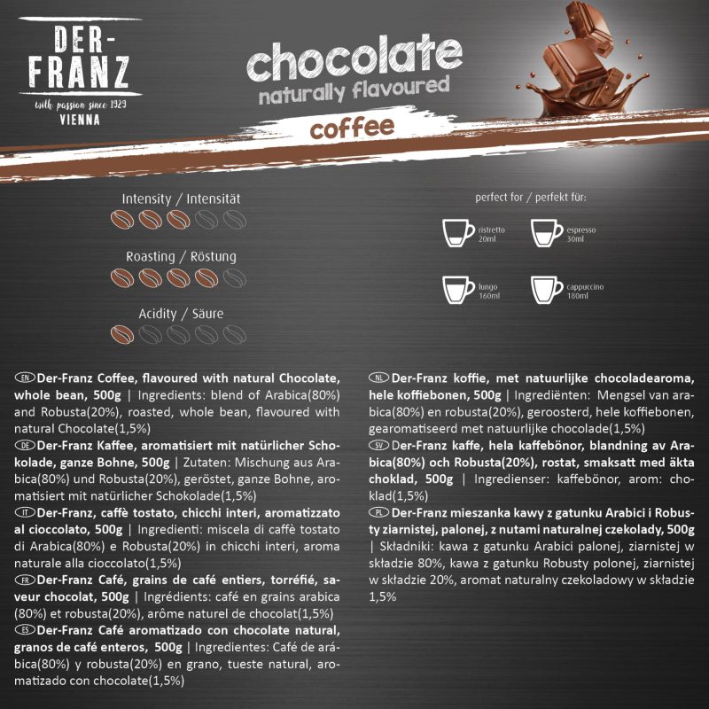 Kaffee aromatisiert mit Schokolade, ganze Bohne, 1x 500g – Bild 3