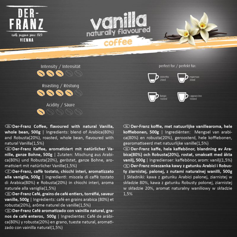 Kaffee aromatisiert mit Vanille, ganze Bohne, 1x 500g - Image 3