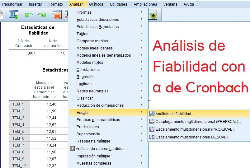 Fiabilidad con alfa de Cronbach