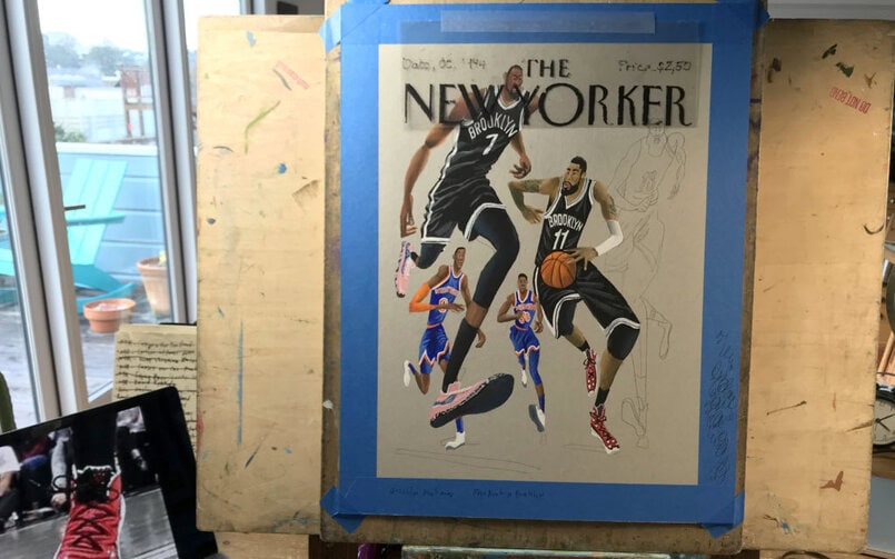 Mark Ulriksen "Hoop Dreams in New York" magazine cover art