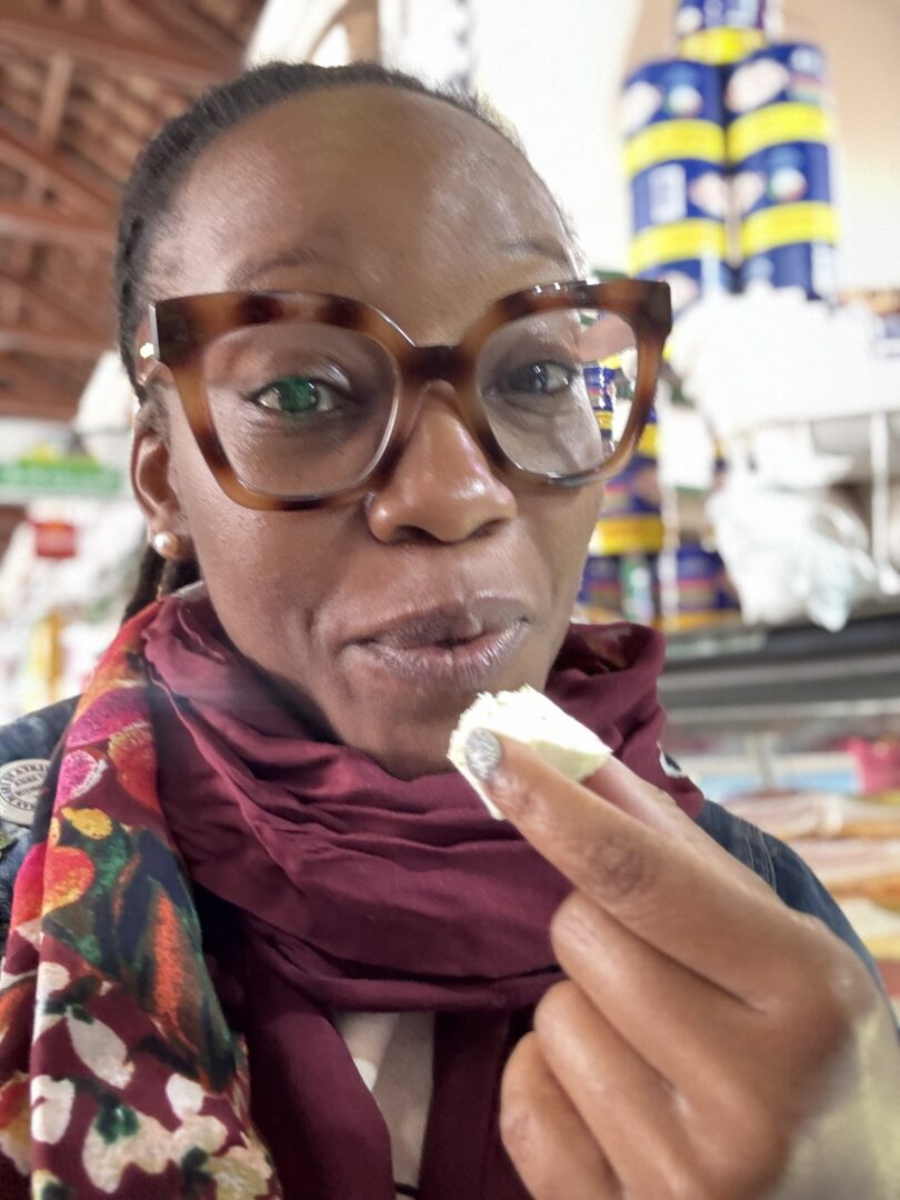 Eating Cheese from the Central Market in Tunis, Tunisia