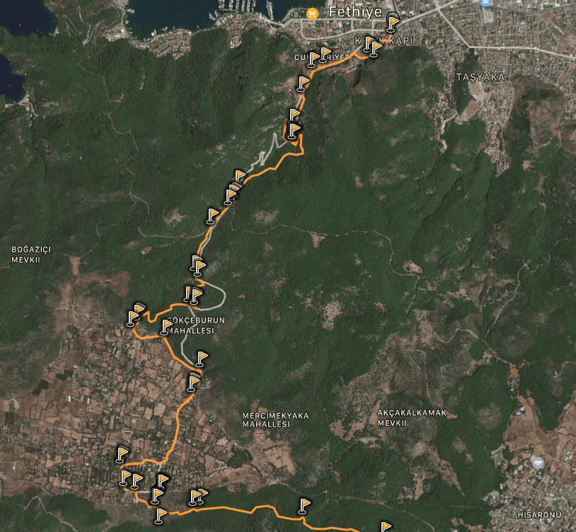 likya yolu fethiye kayaköy ölüdeniz wikiloc