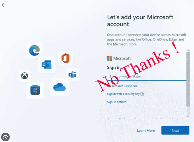 create local account without microsoft