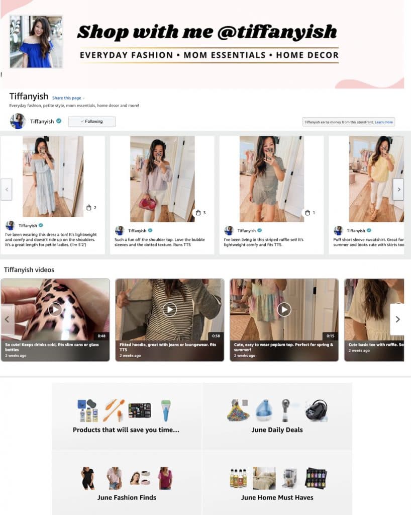Amazon Influencer Shop Page