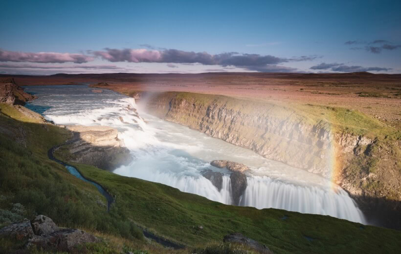 Gullfoss vízesés szivárvánnyal