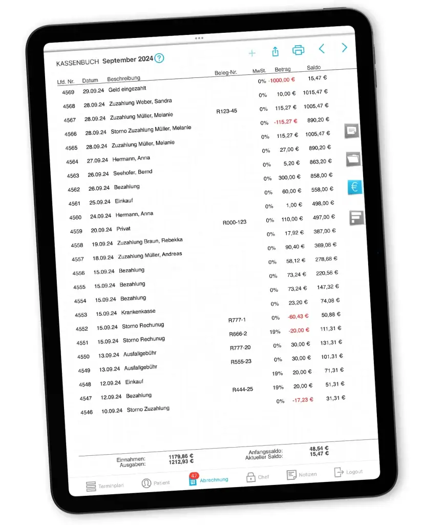 Das Kassenbuch in iPrax