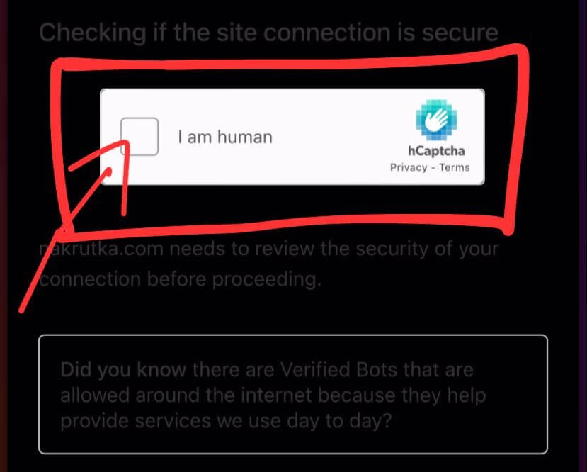 Instagram promotion h-captcha