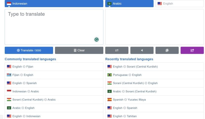 Translate Indonesia ke Arab berharakat