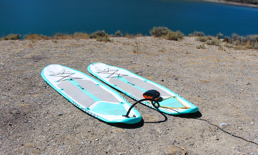 The Shark SUP Pump deflating my paddle boards.