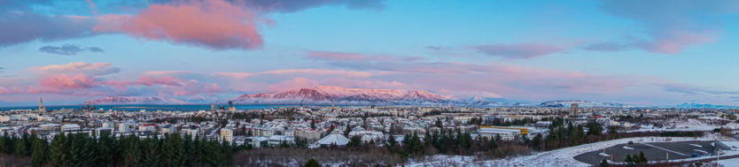 360 degree view from the observation deck at the perlan museum in reykjavik iceland