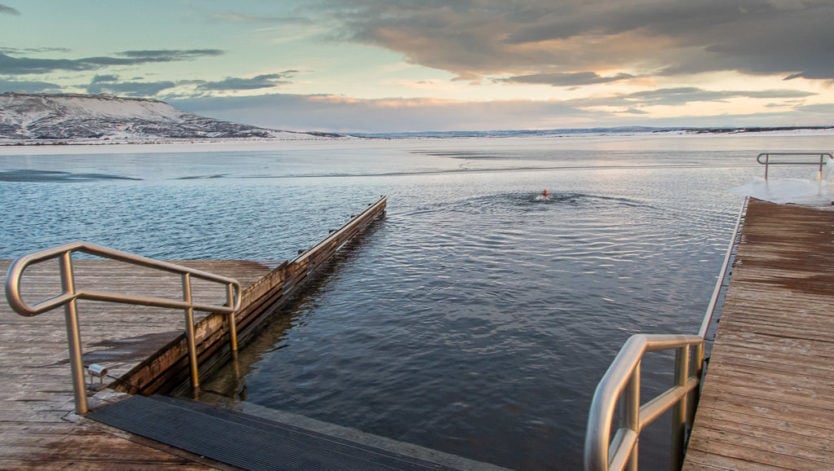 cold lake dip at laugarvatn fontana