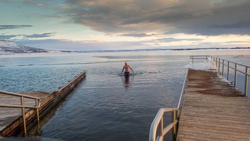 cold lake dip at laugarvatn fontana