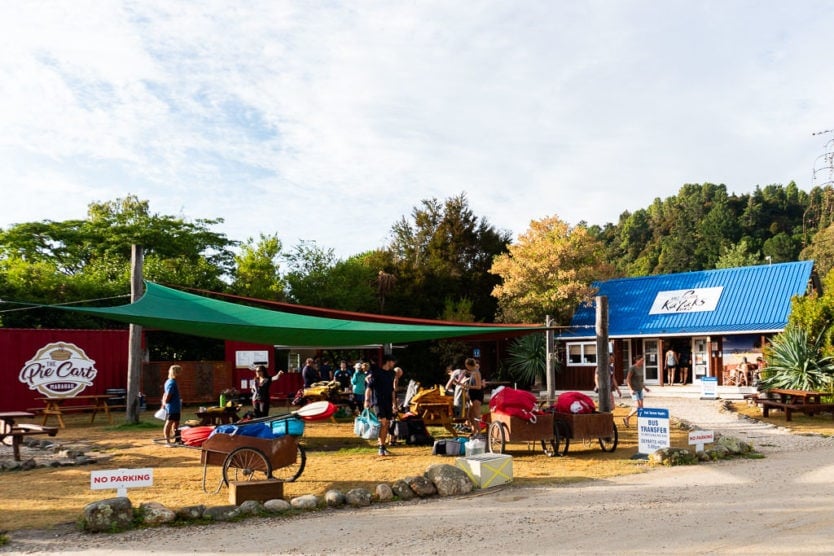 Abel Tasman Kayaks office and the Pie Cart