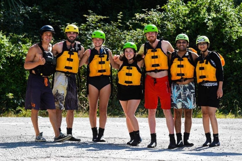 kaituna cascades rotorua rafting trip group photo