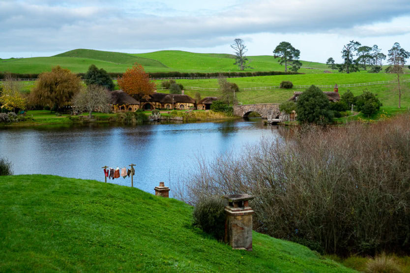 visiting hobbiton in new zealand - lake views