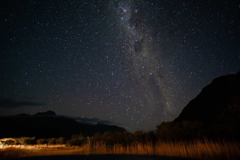 stargazing on hooker valley track in mount cook new zealand