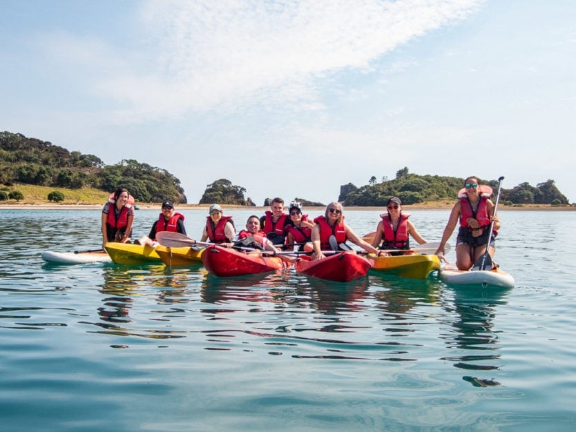 kayaking to Motuarohia Island in bay of islands explorations on rock the boat