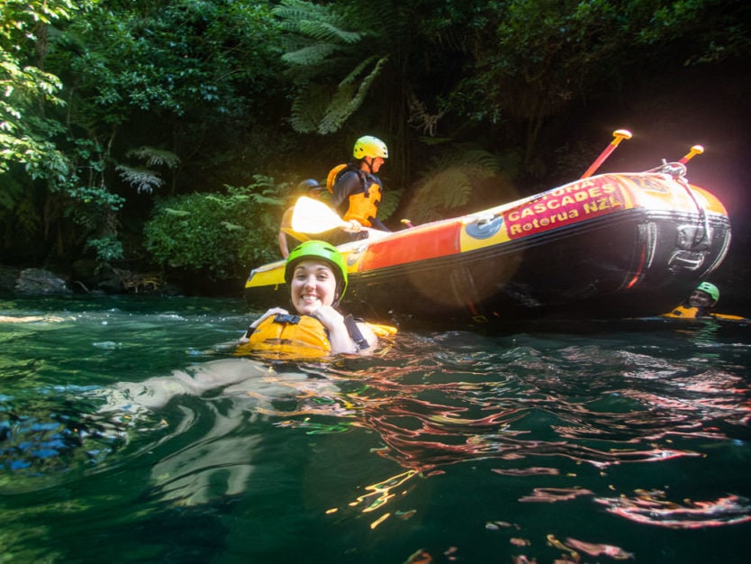 swimming at rotorua rafting trip