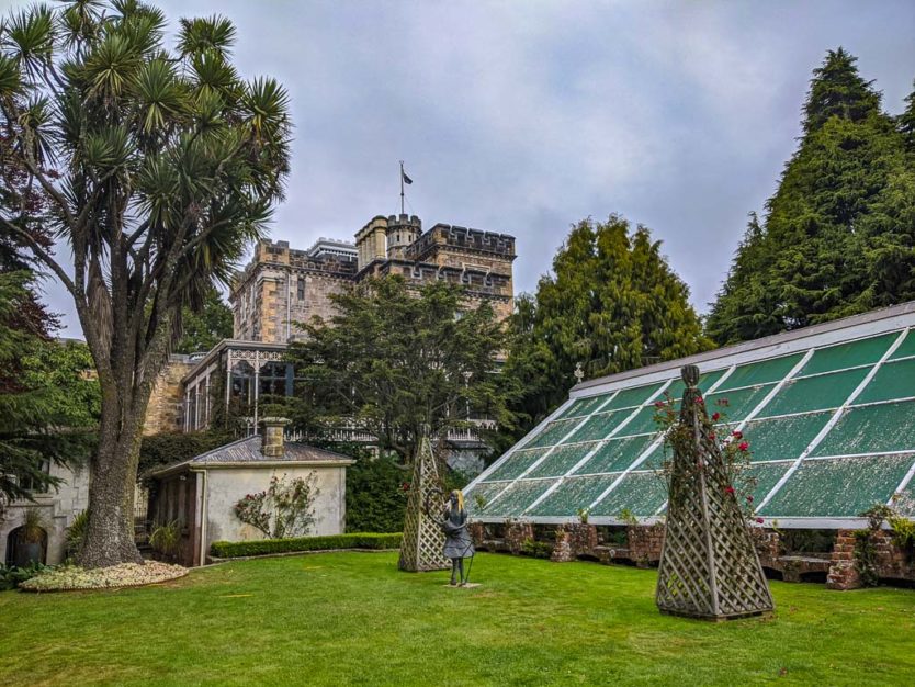 gardens outside larnach castle in dunedin 