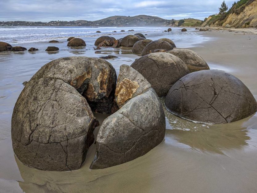 Moeraki Boulders Beach near Dunedin NZ