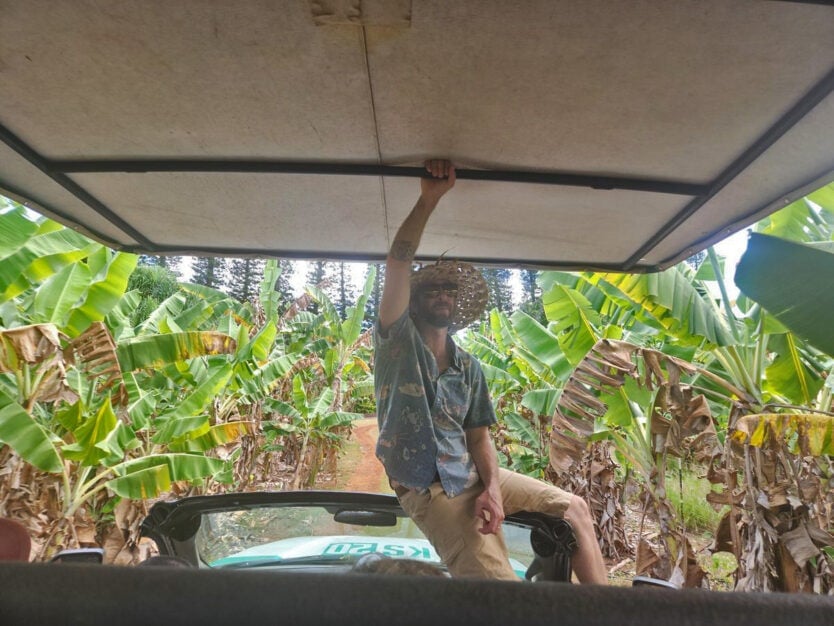 guide hanging on kauai rum safari tour