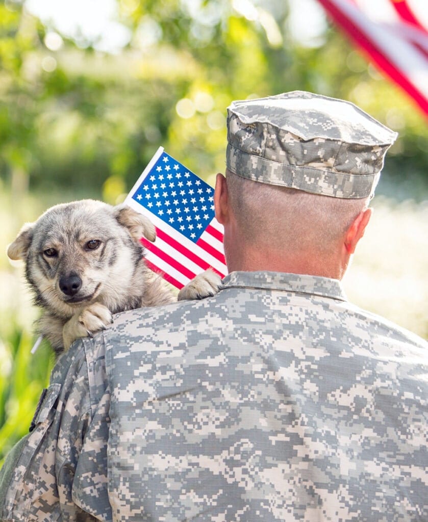 Military Service Member with Dog