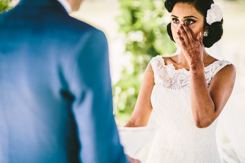 Emotional Bride at wedding