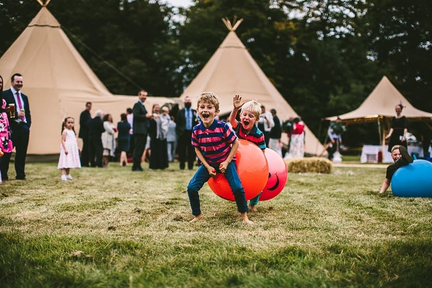 Space hoppers at wedding