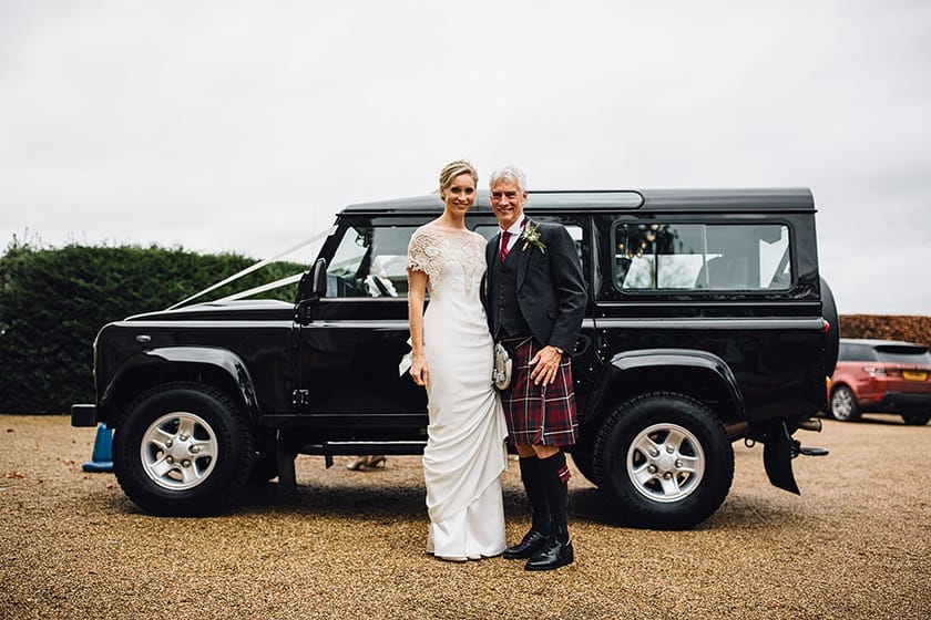 wedding day land rover defender